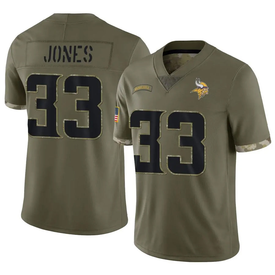 CAdoa MN.Vikings #33 Aaron Jones Player Salute To Service Limited Olive Stitched Jerseys