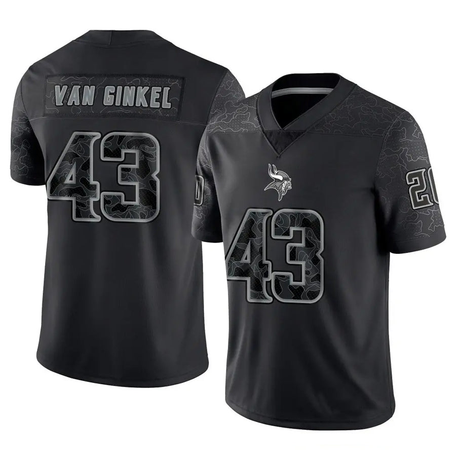 CAdoa MN.Vikings #43 Andrew Van Ginkel Player Black REFLECTIVE Limited Stitched Jerseys