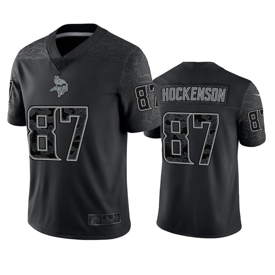CAdoa MN.Vikings #87 T.J. Hockenson Player Black REFLECTIVE Limited Stitched Jerseys