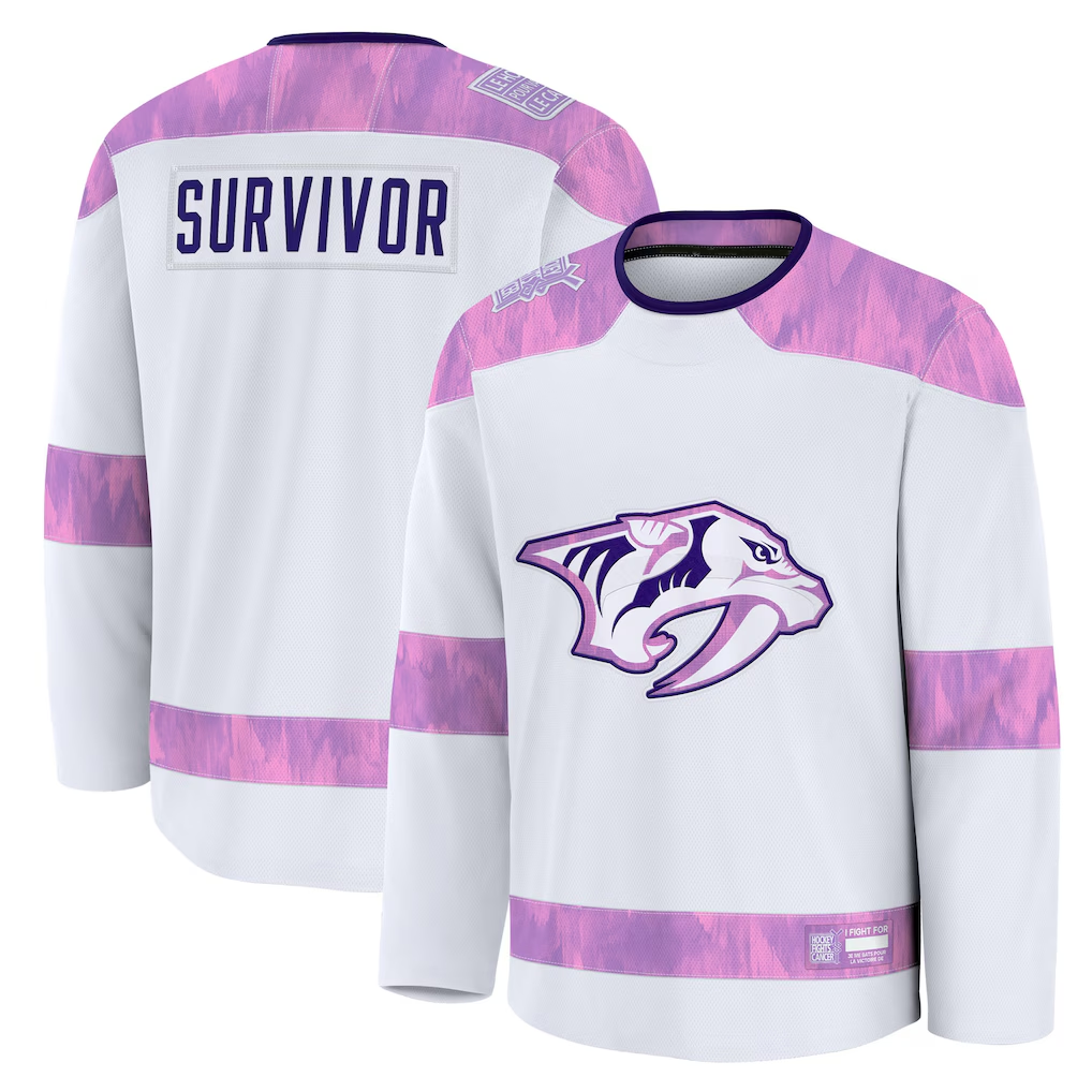 CAdoa N.Predators White Hockey Fights Cancer Survivor Practice Jerseys