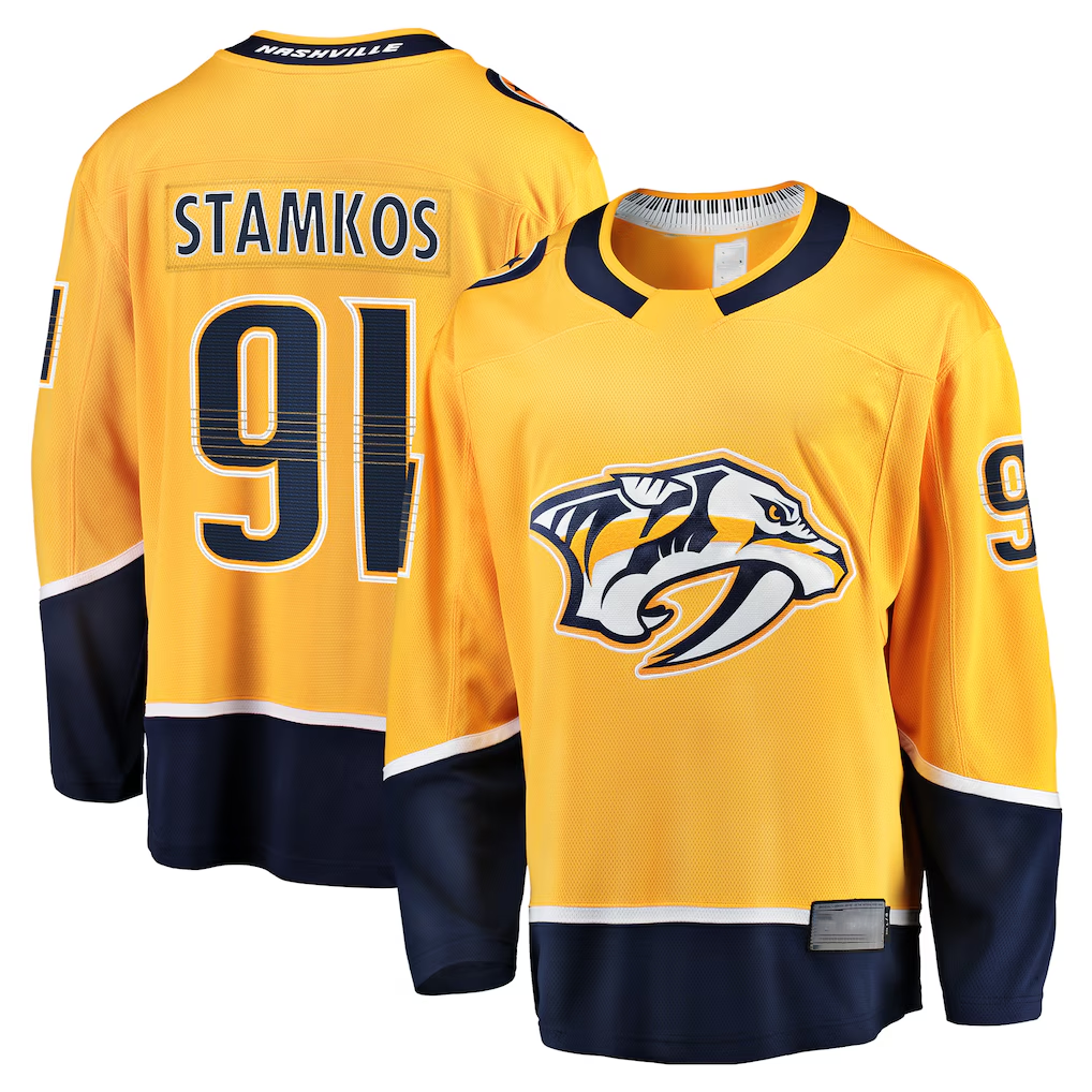 CAdoa N.Predators #91 Steven Stamkos Gold Home Premier Breakaway Player Jerseys
