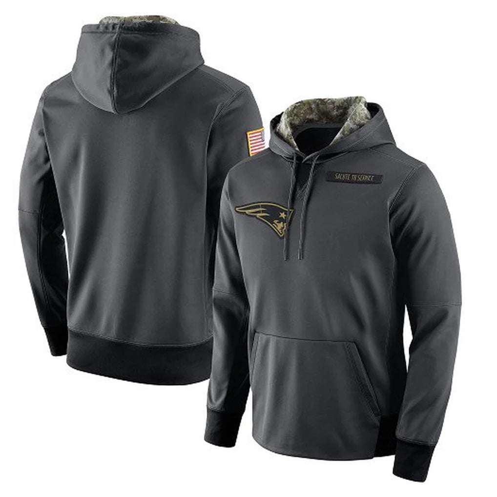 CAdoa NE.Patriots Gray Salute to Service Hoodies Limited Game Blank Player Stitched Jerseys