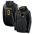 CAdoa NE.Patriots #0 Christian Gonzalez Player Black Salute to Service Hoodies Limited Game Stitched Jerseys
