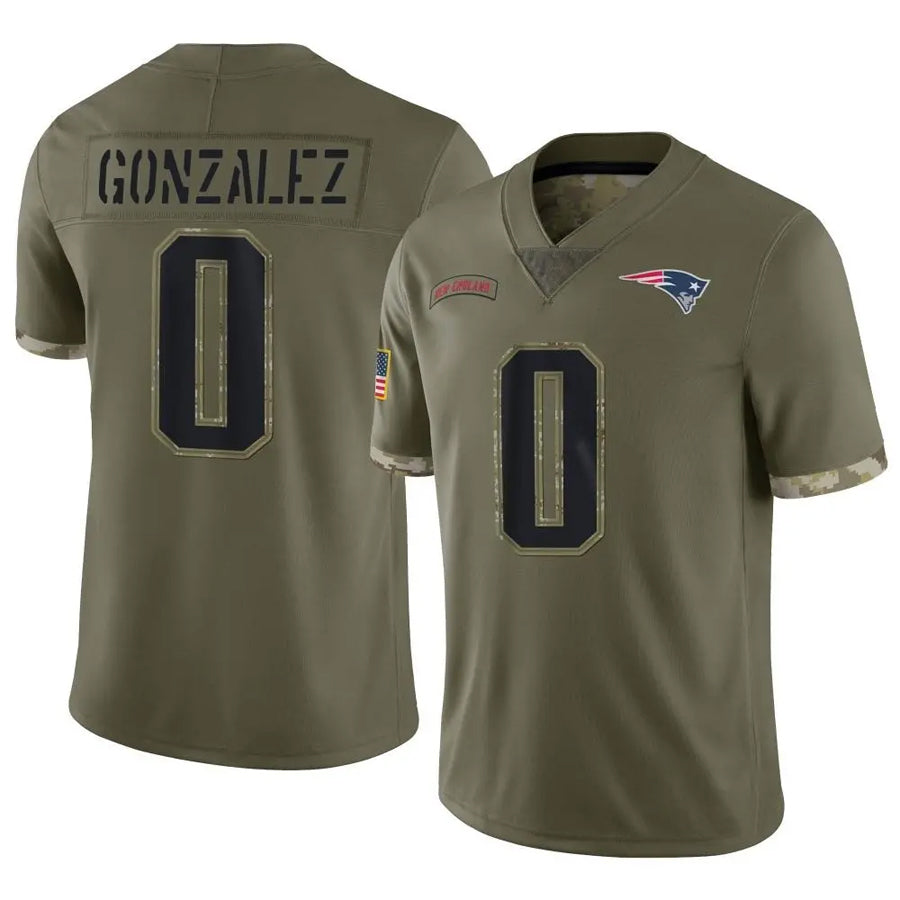 CAdoa NE.Patriots #0 Christian Gonzalez Player Olive Salute To Service Limited Stitched Jerseys