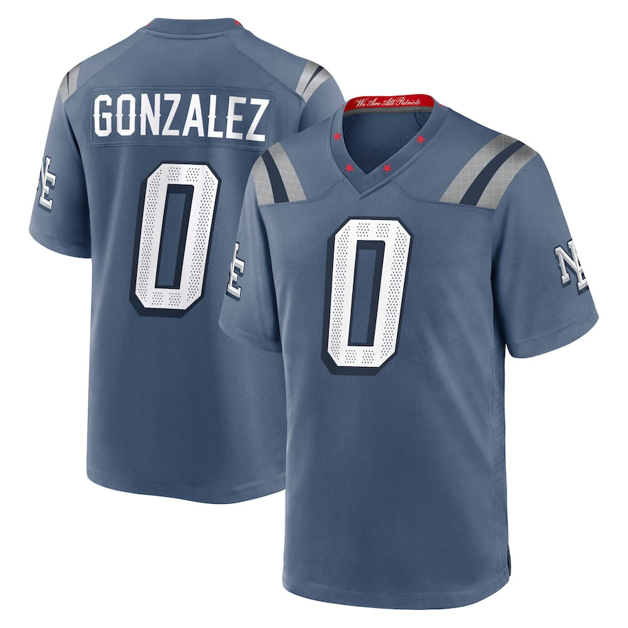 CAdoa NE.Patriots #0 Christian Gonzalez Player Storm Blue Rivalries Collection Game Stitched Jerseys