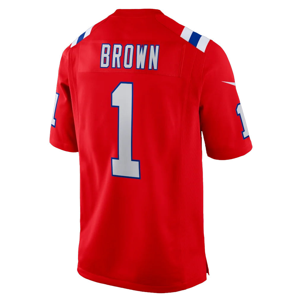 CAdoa NE.Patriots #1 A.J. Brown Player Red Home Game Stitched Jerseys