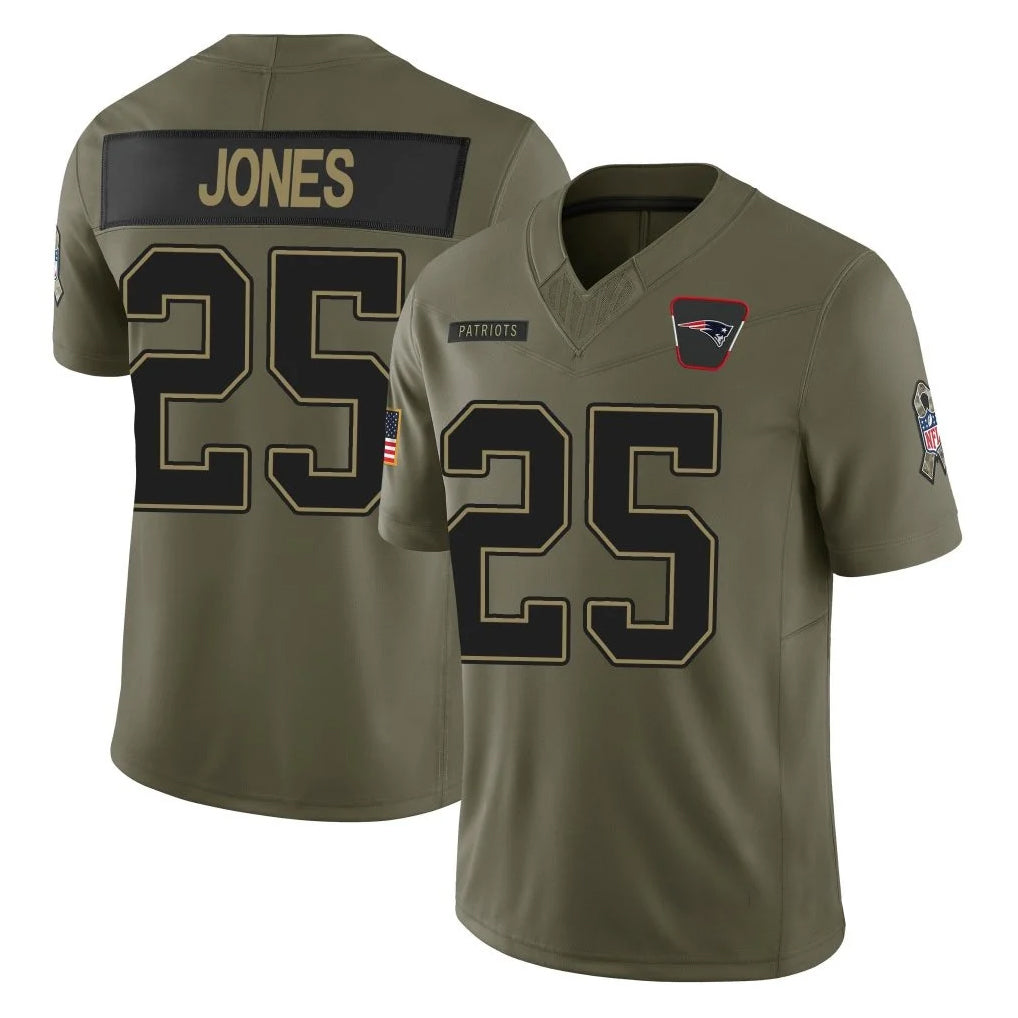 CAdoa NE.Patriots #25 Marcus Jones Player Olive Salute To Service Limited Stitched Jerseys