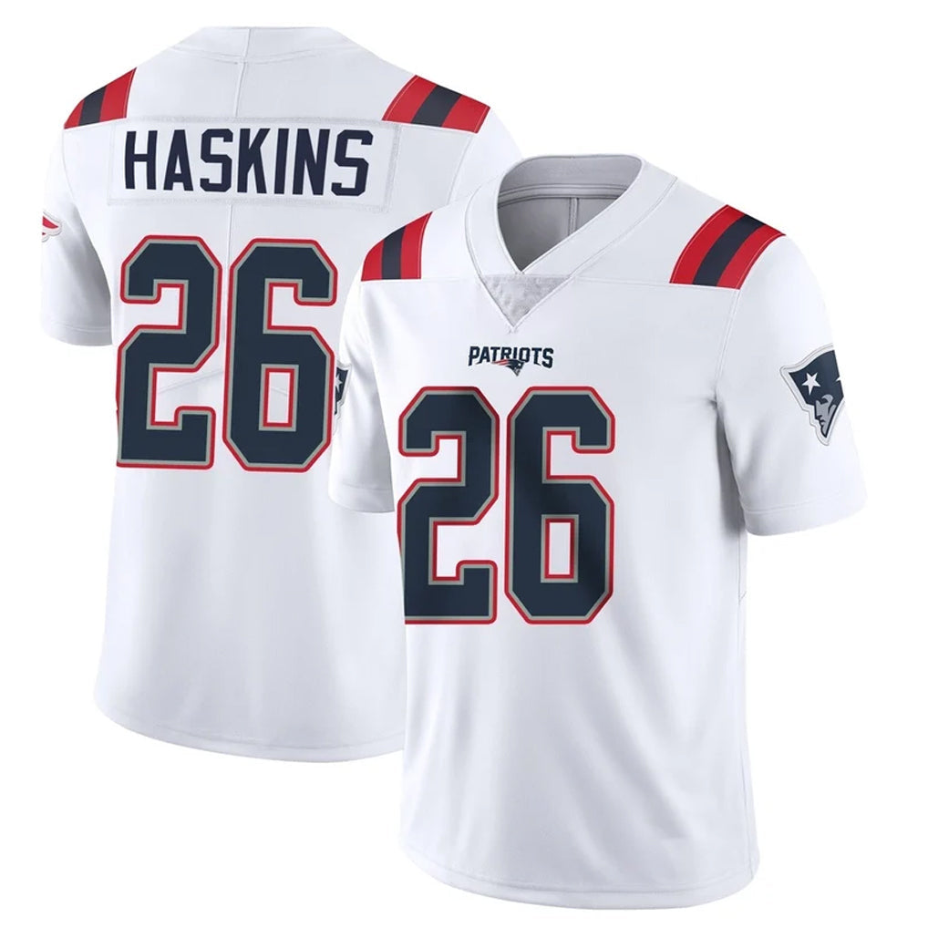 CAdoa NE.Patriots #26 Hassan Haskins Player White Vapor Untouchable Home Game Stitched Jerseys
