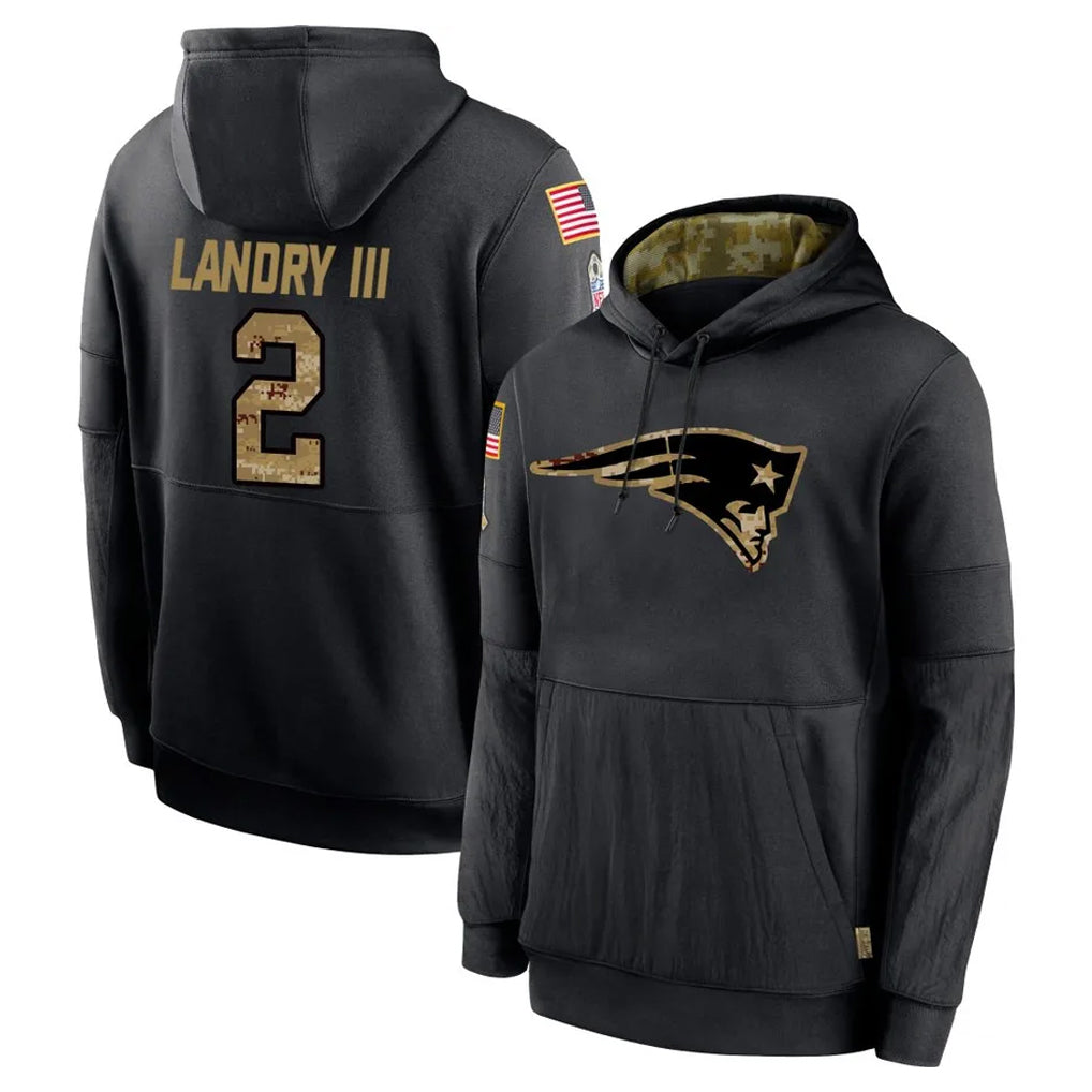CAdoa NE.Patriots #2 Harold Landry III Player Black Salute to Service Hoodies Limited Game Stitched Jerseys