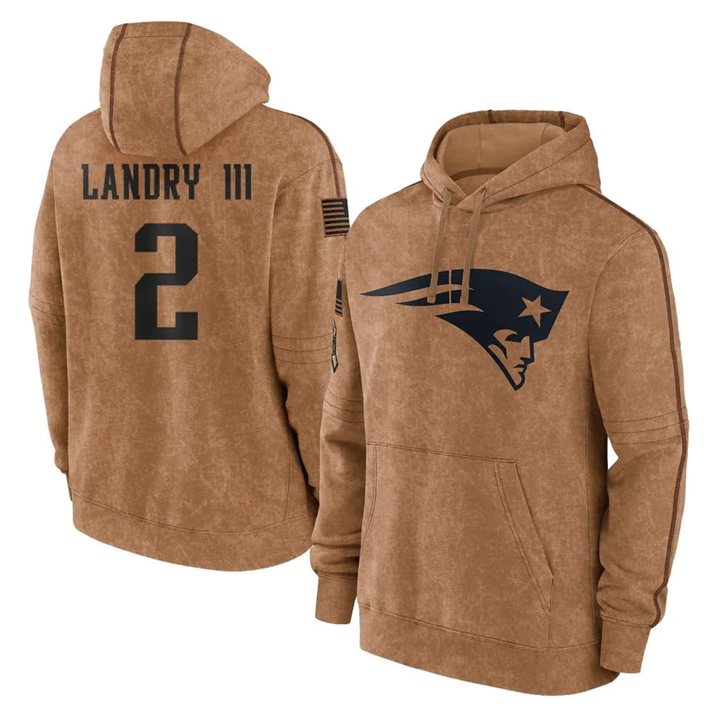 CAdoa NE.Patriots #2 Harold Landry III Player Brown Salute to Service Pullover Hoodies Limited Game Stitched Jerseys