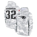 CAdoa NE.Patriots #32 TreVeyon Henderson Player Arctic Camo Salute to Service Pullover Hoodies Limited Game Stitched Jerseys