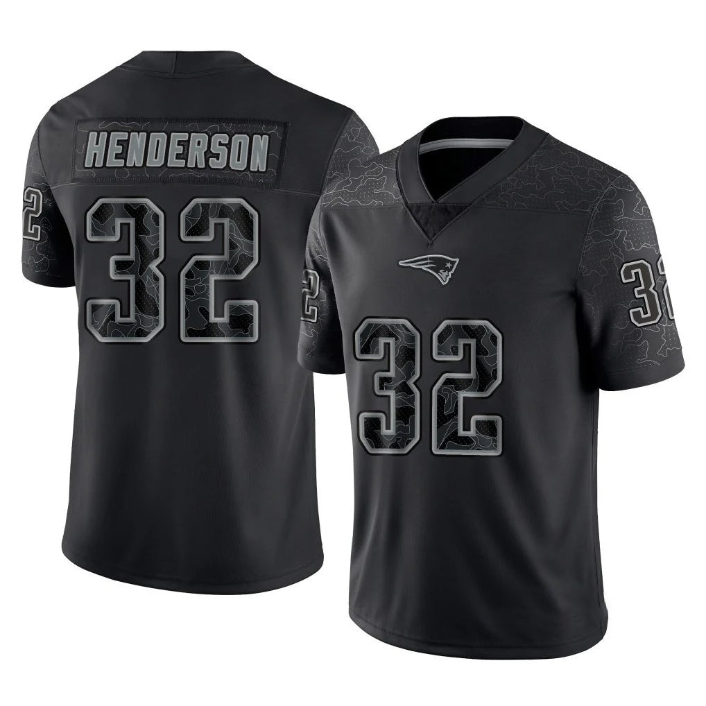 CAdoa NE.Patriots #32 TreVeyon Henderson Player Black Reflective LImited Home Game Stitched Jerseys