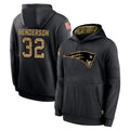 CAdoa NE.Patriots #32 TreVeyon Henderson Player Black Salute to Service Hoodies Limited Game Stitched Jerseys
