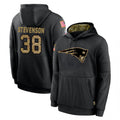 CAdoa NE.Patriots #38 Rhamondre Stevenson Player Black Salute to Service Hoodies Limited Game Stitched Jerseys