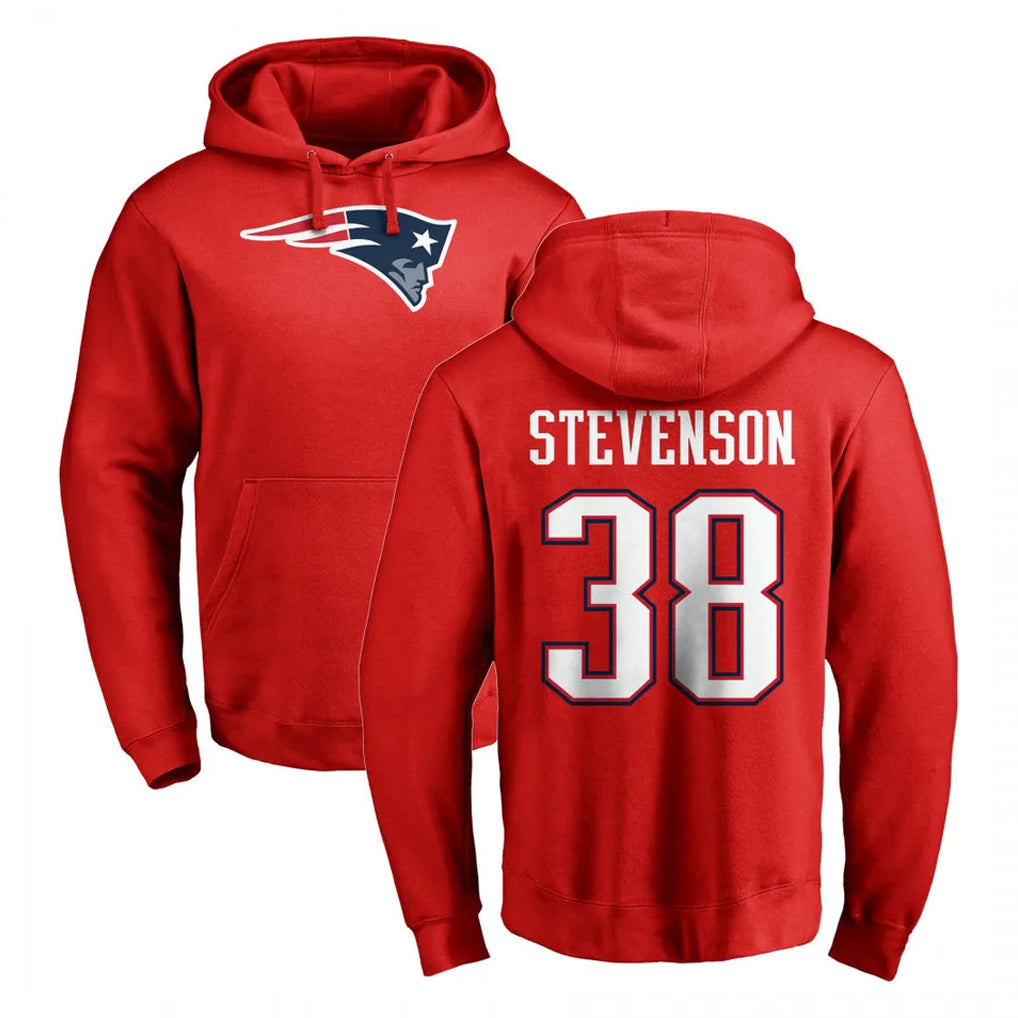 CAdoa NE.Patriots #38 Rhamondre Stevenson Player Red LOGO Pullover Hoodies Home Game Stitched Jerseys