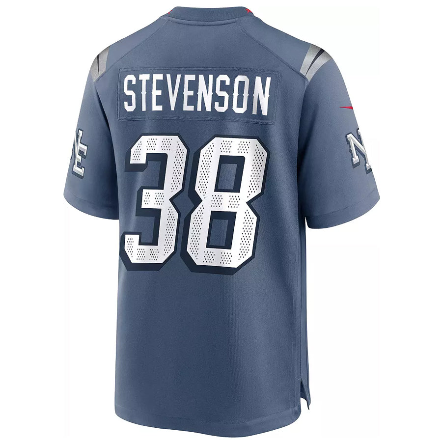 CAdoa NE.Patriots #38 Rhamondre Stevenson Player Storm Blue Rivalries Collection Game Stitched Jerseys