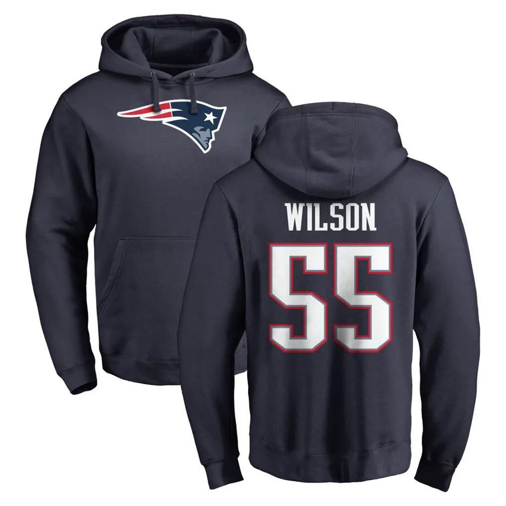 CAdoa NE.Patriots #55 Jared Wilson Player Navy LOGO Pullover Hoodies Home Game Stitched Jerseys
