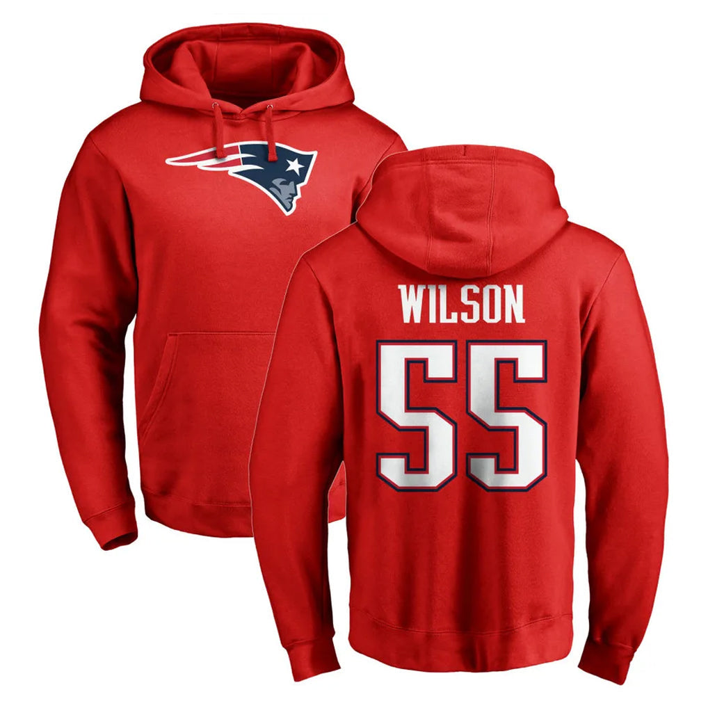 CAdoa NE.Patriots #55 Jared Wilson Player Red LOGO Pullover Hoodies Home Game Stitched Jerseys