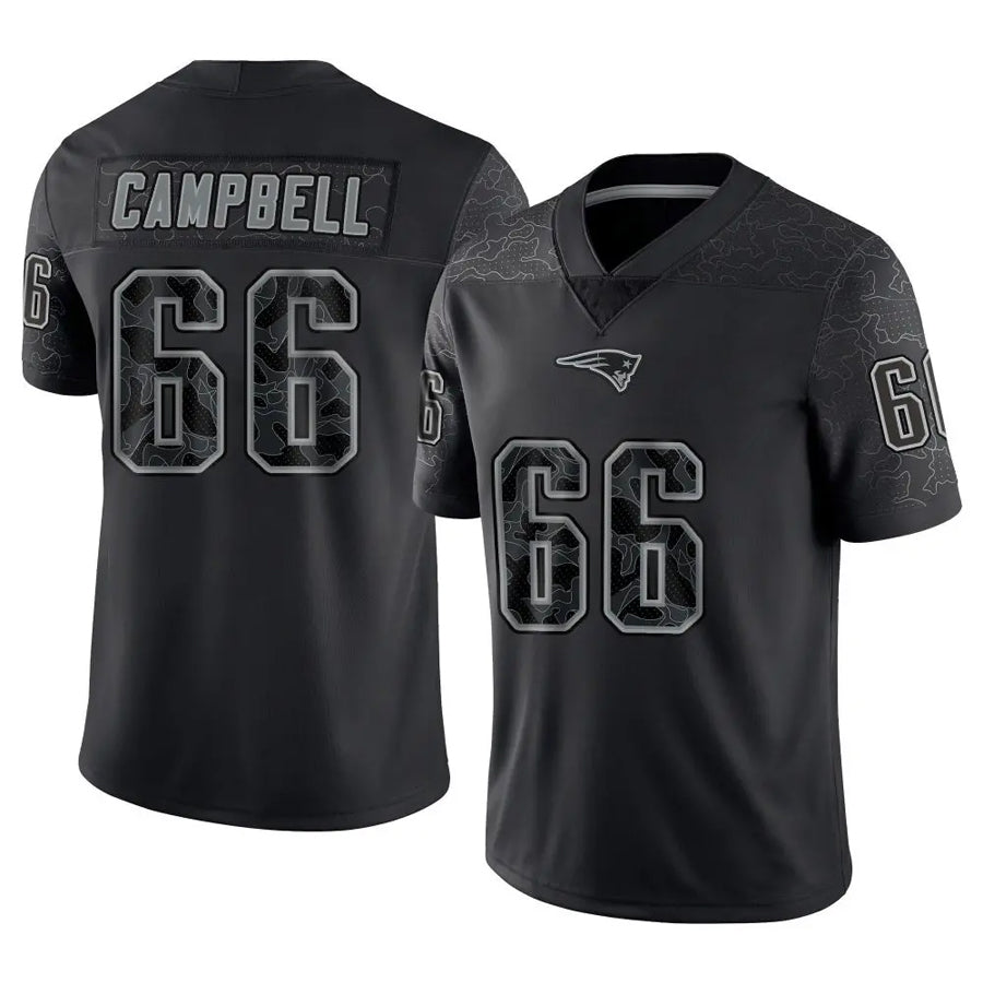 CAdoa NE.Patriots #66 Will Campbell Player Black Reflective Limited Stitched Jerseys