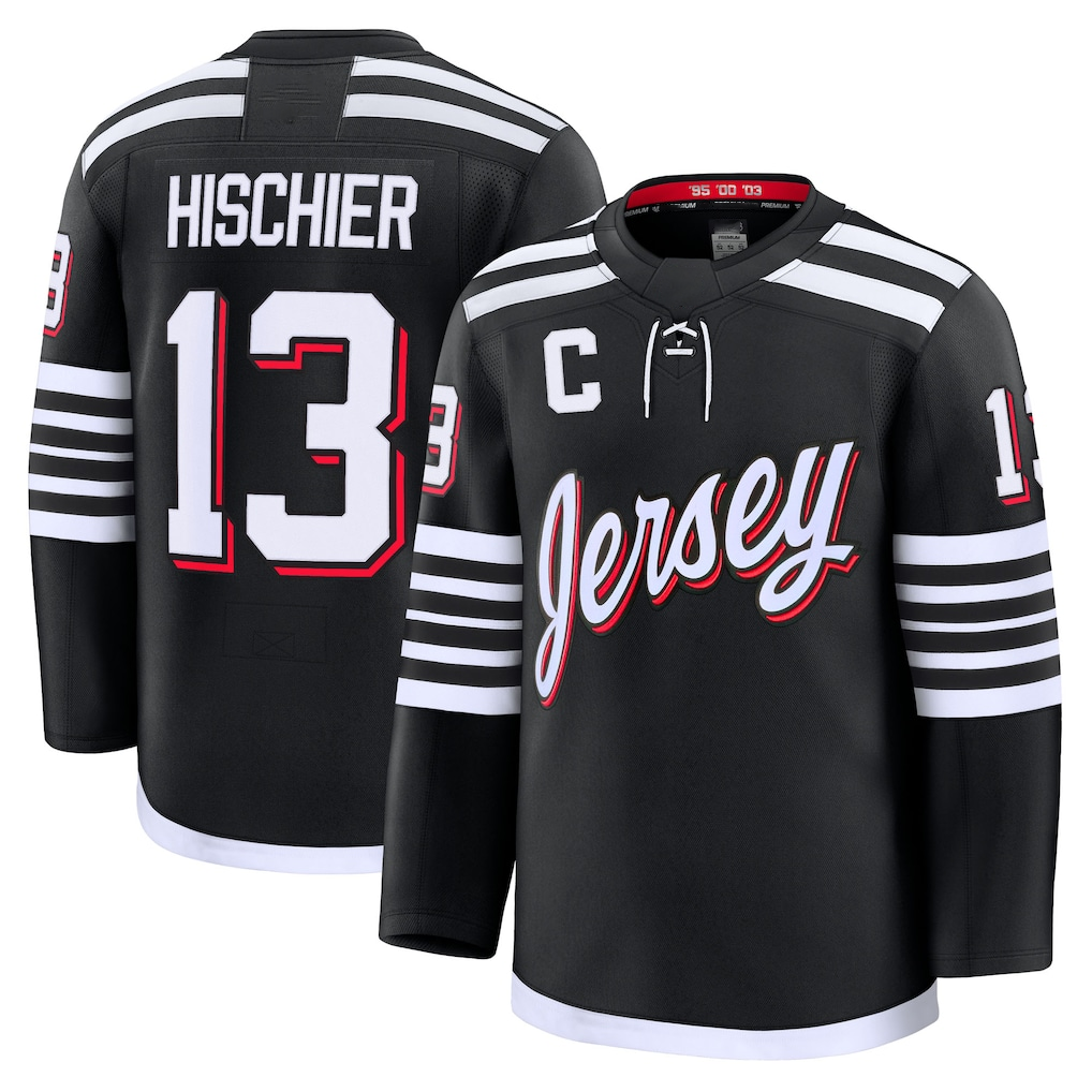 CAdoa N.Jersey Devils #13 Nico Hischier Black Alternate Premium Jerseys