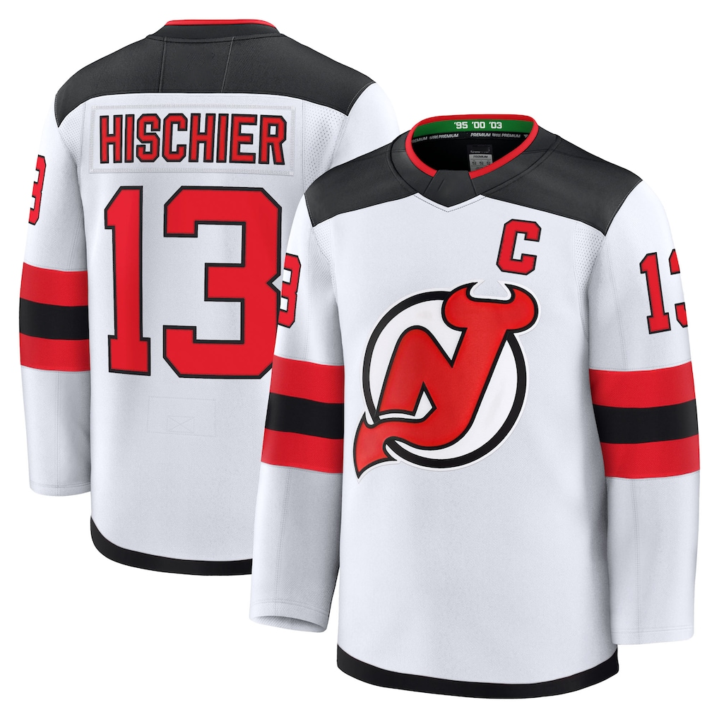 CAdoa N.Jersey Devils #13 Nico Hischier White Away Premium Jerseys