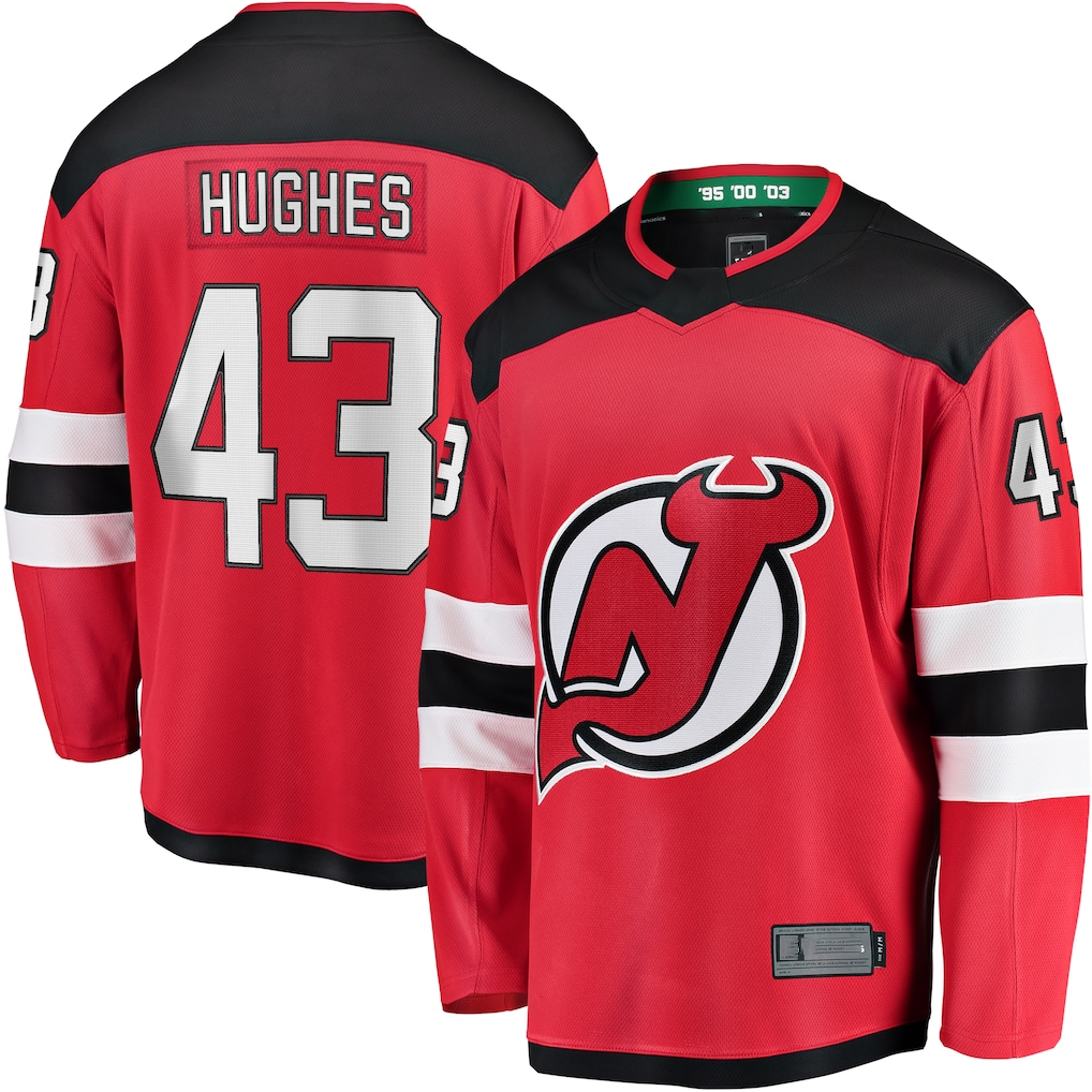 CAdoa N.Jersey Devils #43 Luke Hughes Red Home Breakaway Player Jerseys