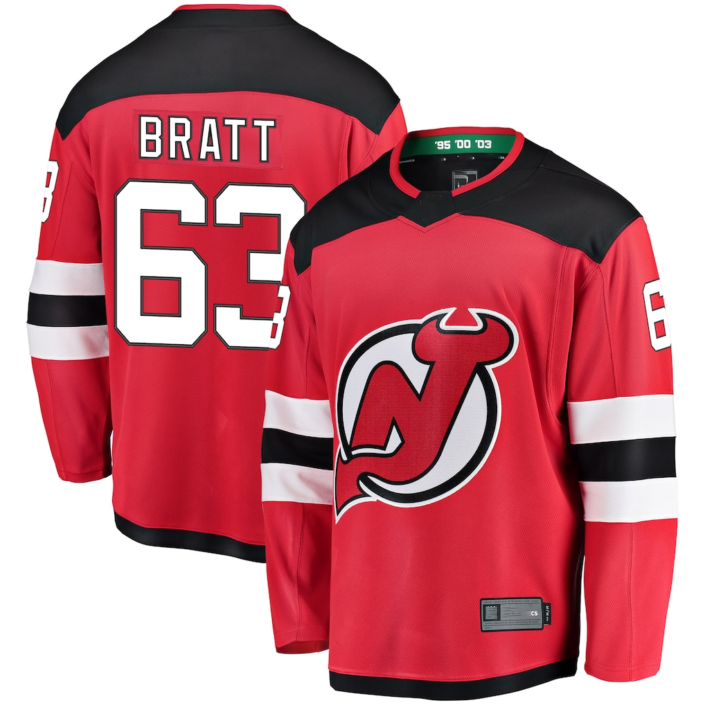 CAdoa N.Jersey Devils #63 Jesper Bratt Red Home Breakaway Player Jerseys