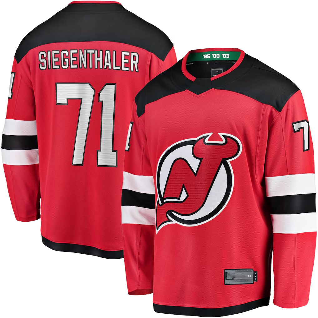 CAdoa N.Jersey Devils #71 Jonas Siegenthaler Red Home Breakaway Player Jerseys
