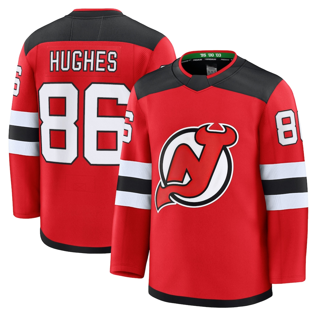 CAdoa N.Jersey Devils #86 Jack Hughes Red Home Premium Jerseys
