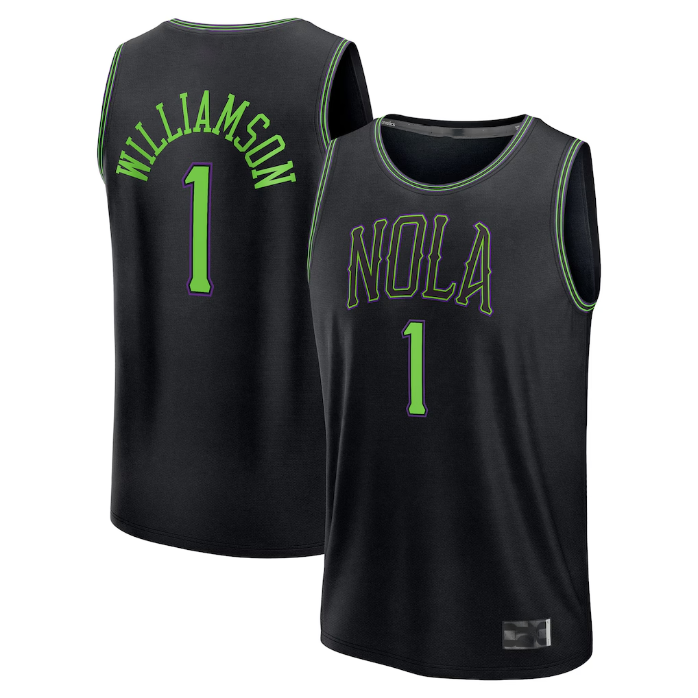 CAdoa NO.Pelicans #1 Zion Williamson Black 2025-2026 City Edition Fast Break Stitched Jerseys