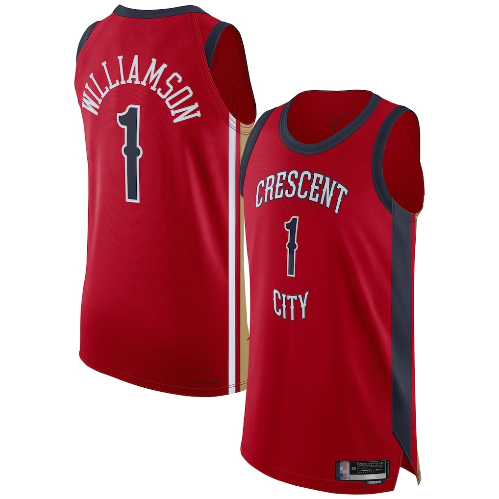 CAdoa NO.Pelicans #1 Zion Williamson Red Authentic Stitched Jerseys- Statement Edition