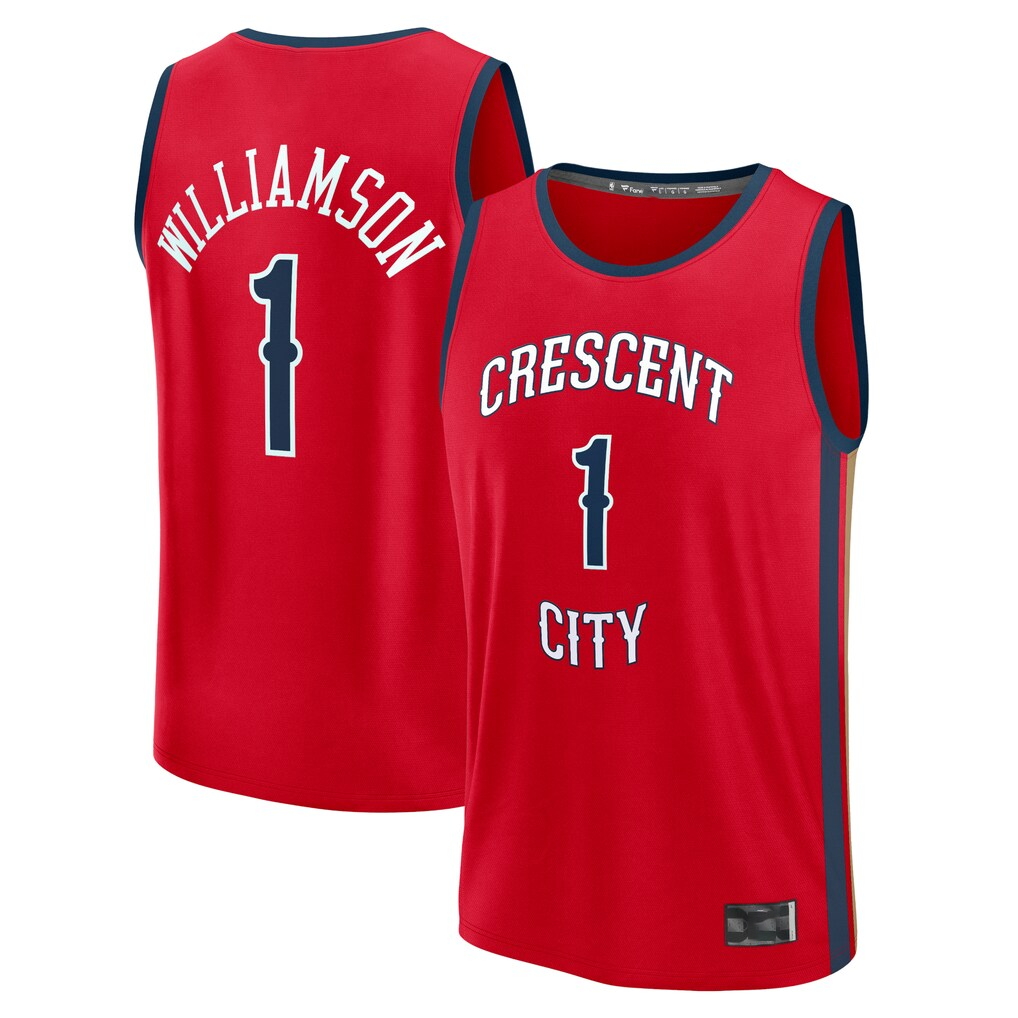 CAdoa NO.Pelicans #1 Zion Williamson Red Fast Break Replica Player Stitched Jerseys- Statement Edition