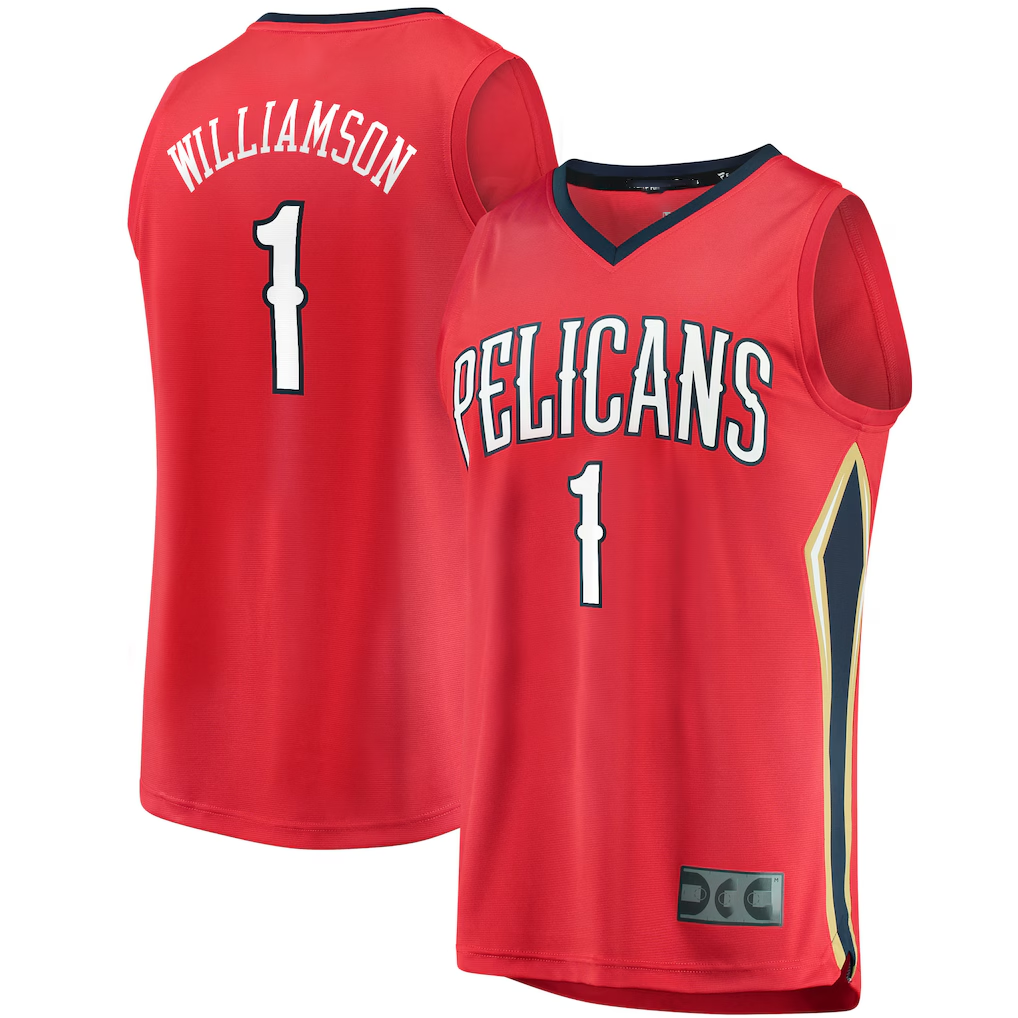 CAdoa NO.Pelicans #1 Zion Williamson Red Replica Fast Break Stitched Jerseys- Statement Edition