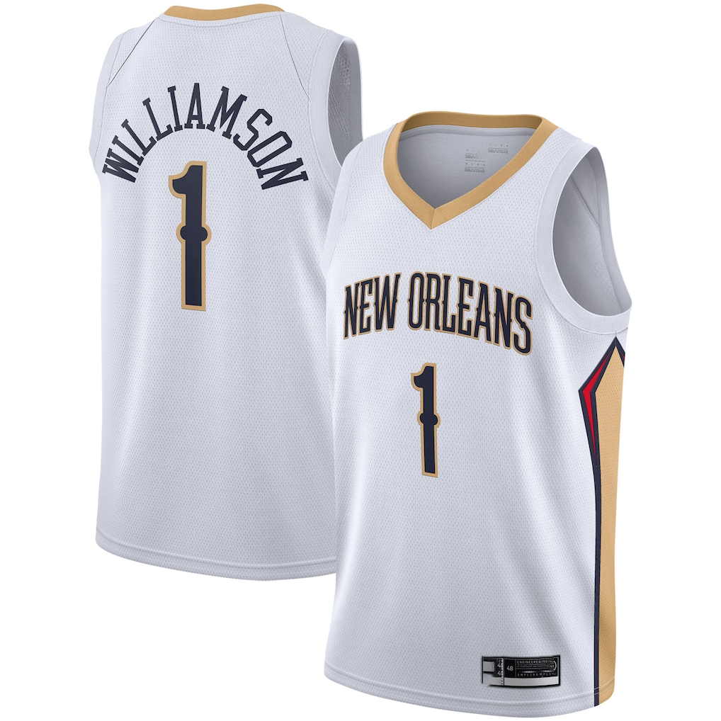 CAdoa NO.Pelicans #1 Zion Williamson White 2019-2020 Swingman Stitched Jerseys- Association Edition