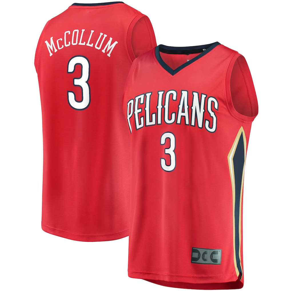 CAdoa NO.Pelicans #3 C.J. McCollum Red Fast Break Replica Player Stitched Jerseys- Statement Edition