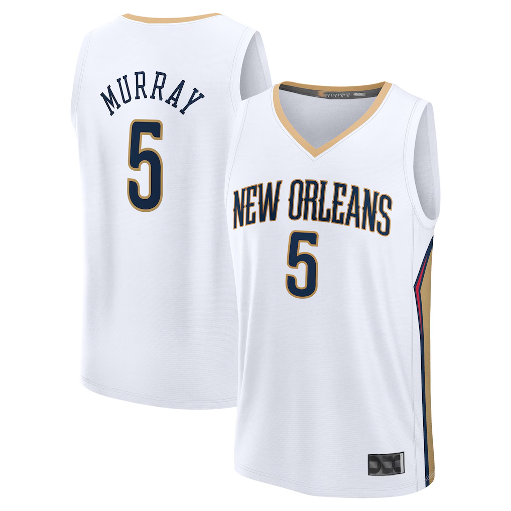 CAdoa NO.Pelicans #5 Dejounte Murray White Fast Break Replica Player Stitched Jerseys- Association Edition