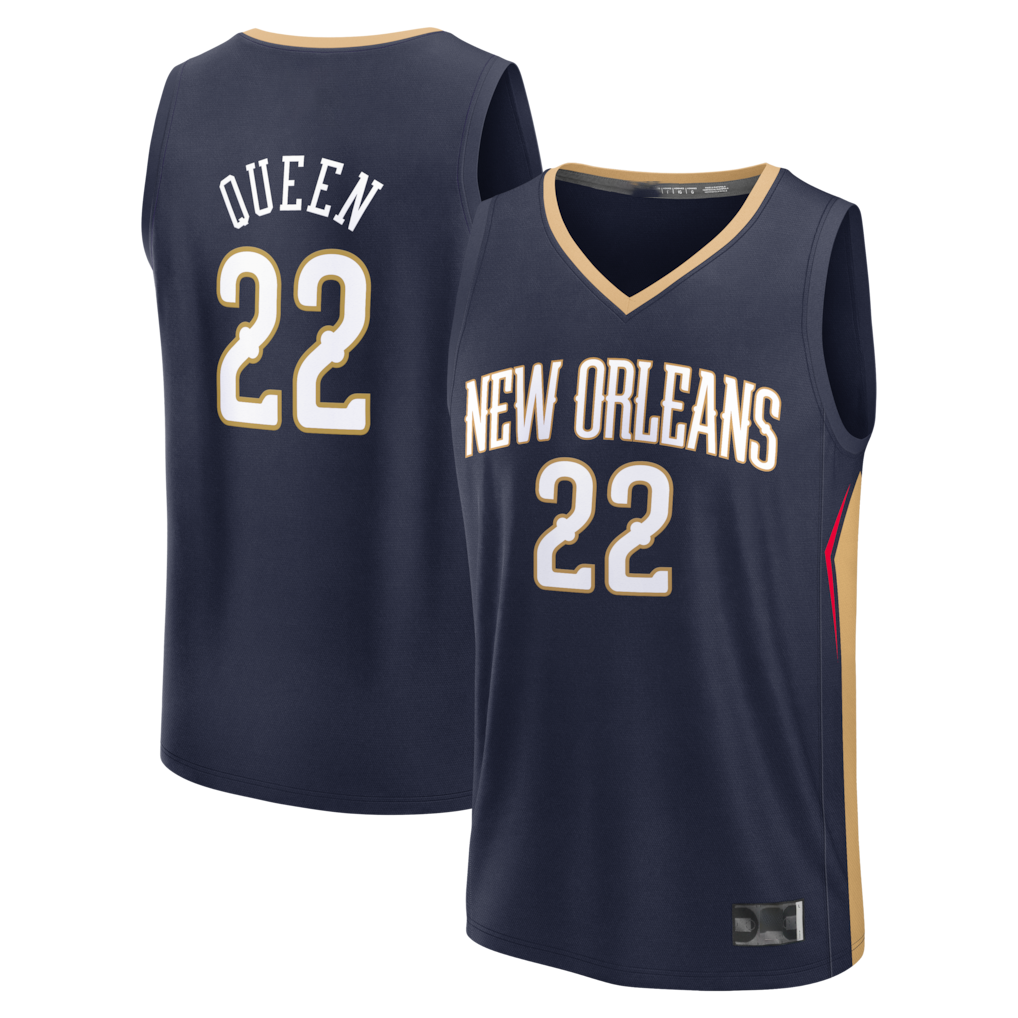 CAdoa NO.Pelicans #22 Derik Queen Navy Fast Break Replica Stitched Jerseys- Icon Edition