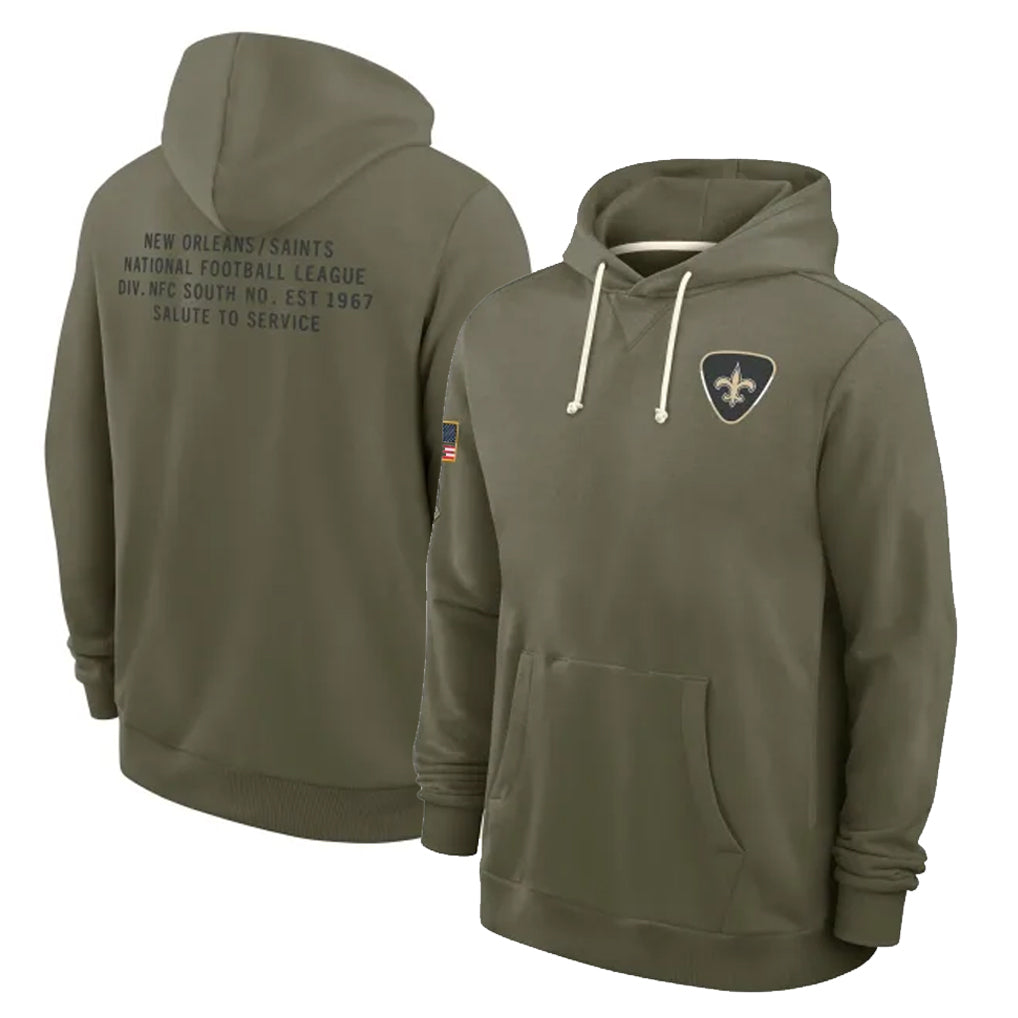 CAdoa NO.Saints Olive Salute to Service Pullover Hoodies Limited Blank Player Stitched Jerseys