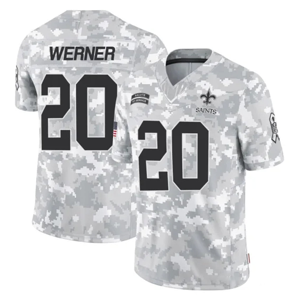 CAdoa NO.Saints #20 Pete Werner Player Arctic Camo Salute To Service Limited Game Stitched Jerseys