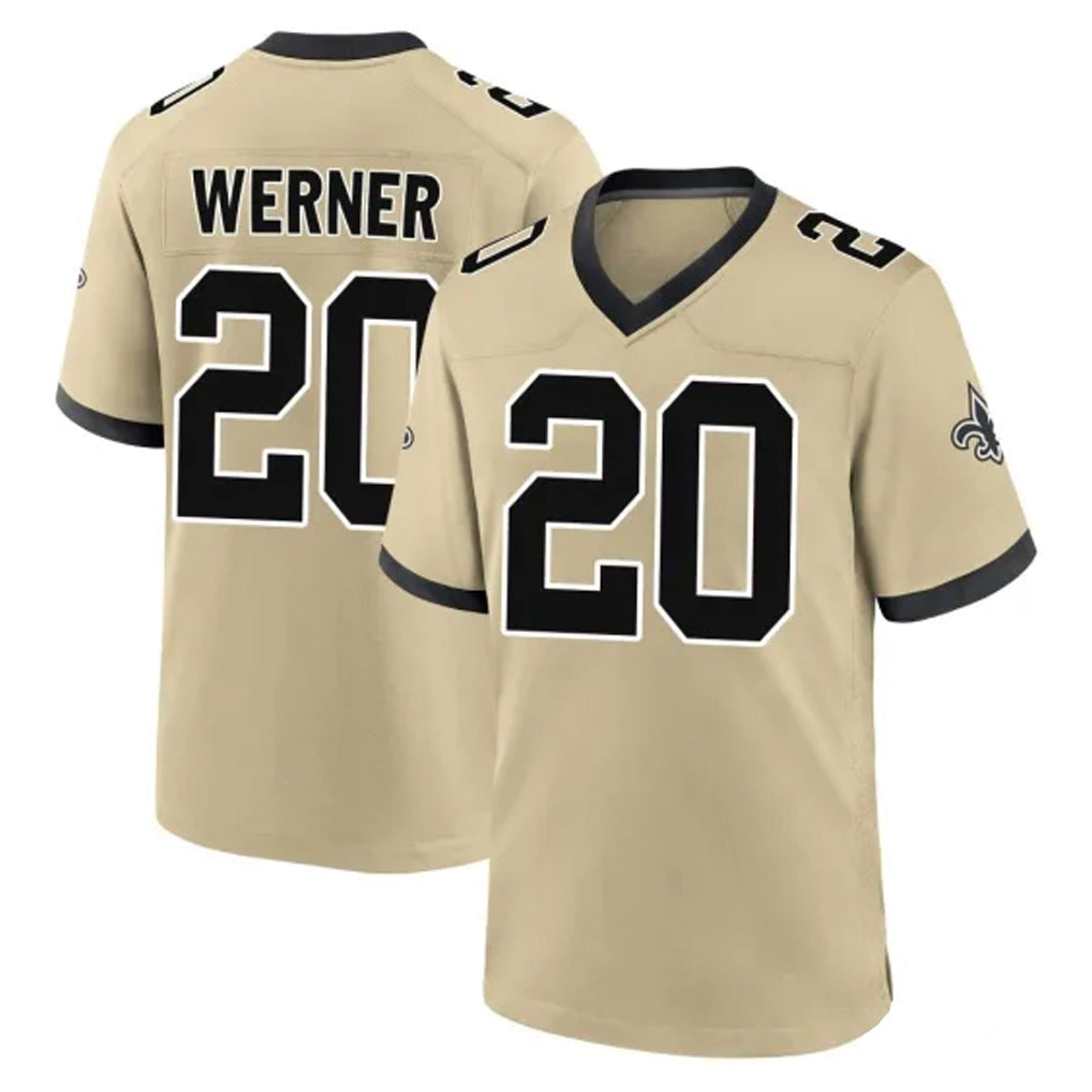 CAdoa NO.Saints #20 Pete Werner Player Gold Home Game Stitched Jerseys