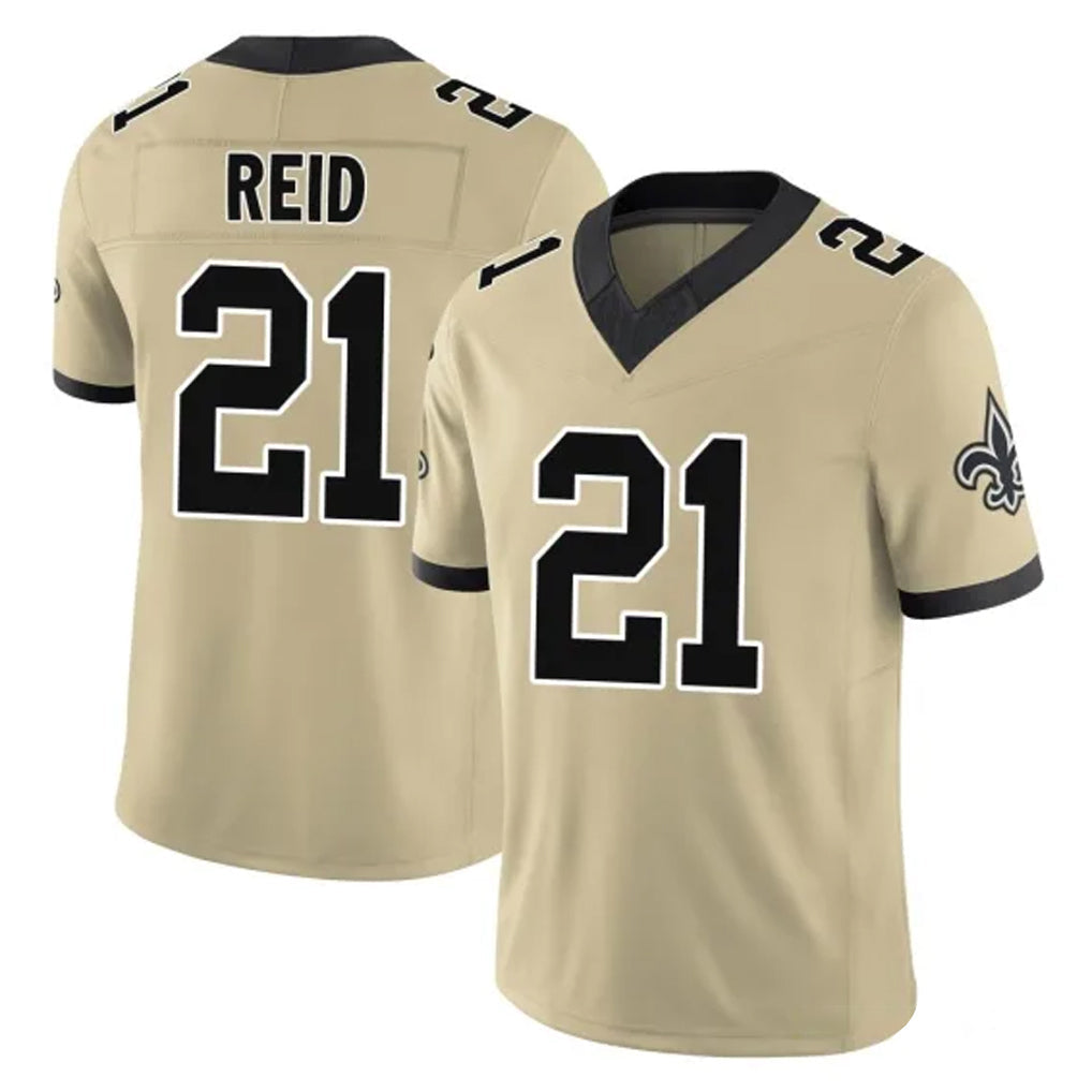 CAdoa NO.Saints #21 Justin Reid Player Gold Limited Vapor F.U.S.E. Home Game Stitched Jerseys