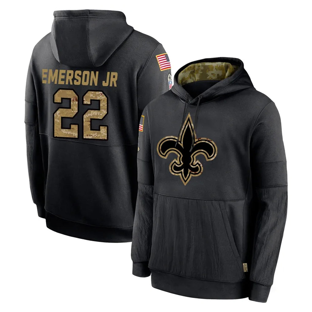 CAdoa NO.Saints #22 Martin Emerson Jr. Player Black Salute to Service Hoodies Limited Game Stitched Jerseys