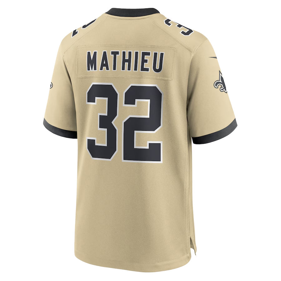 CAdoa NO.Saints #32 Tyrann Mathieu Player Gold Alternate Game Stitched Jerseys