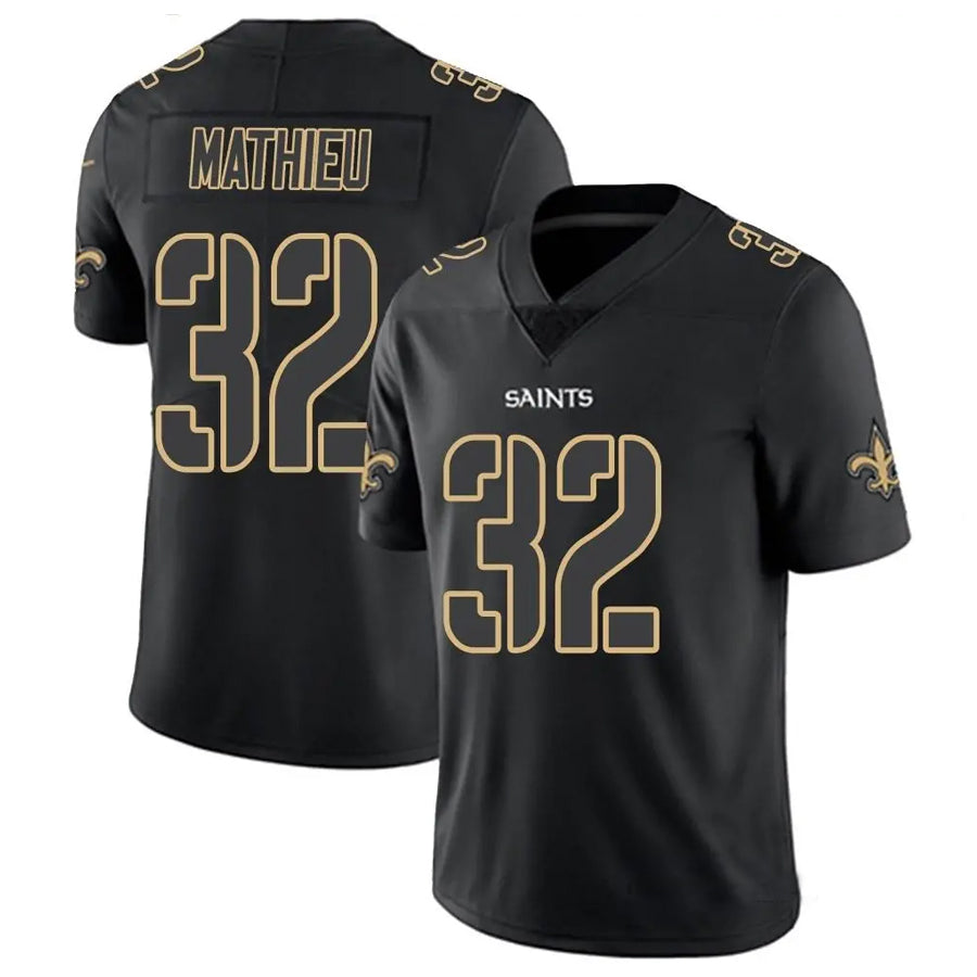 CAdoa NO.Saints #32 Tyrann Mathieu Player Limited Black Impact Stitched Jerseys
