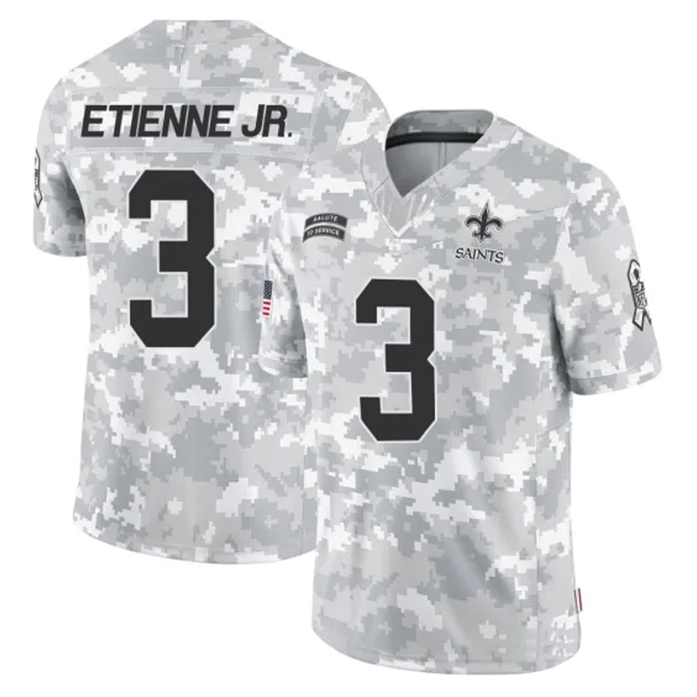 CAdoa NO.Saints #3 Travis Etienne Jr. Player Arctic Camo Salute To Service Limited Game Stitched Jerseys