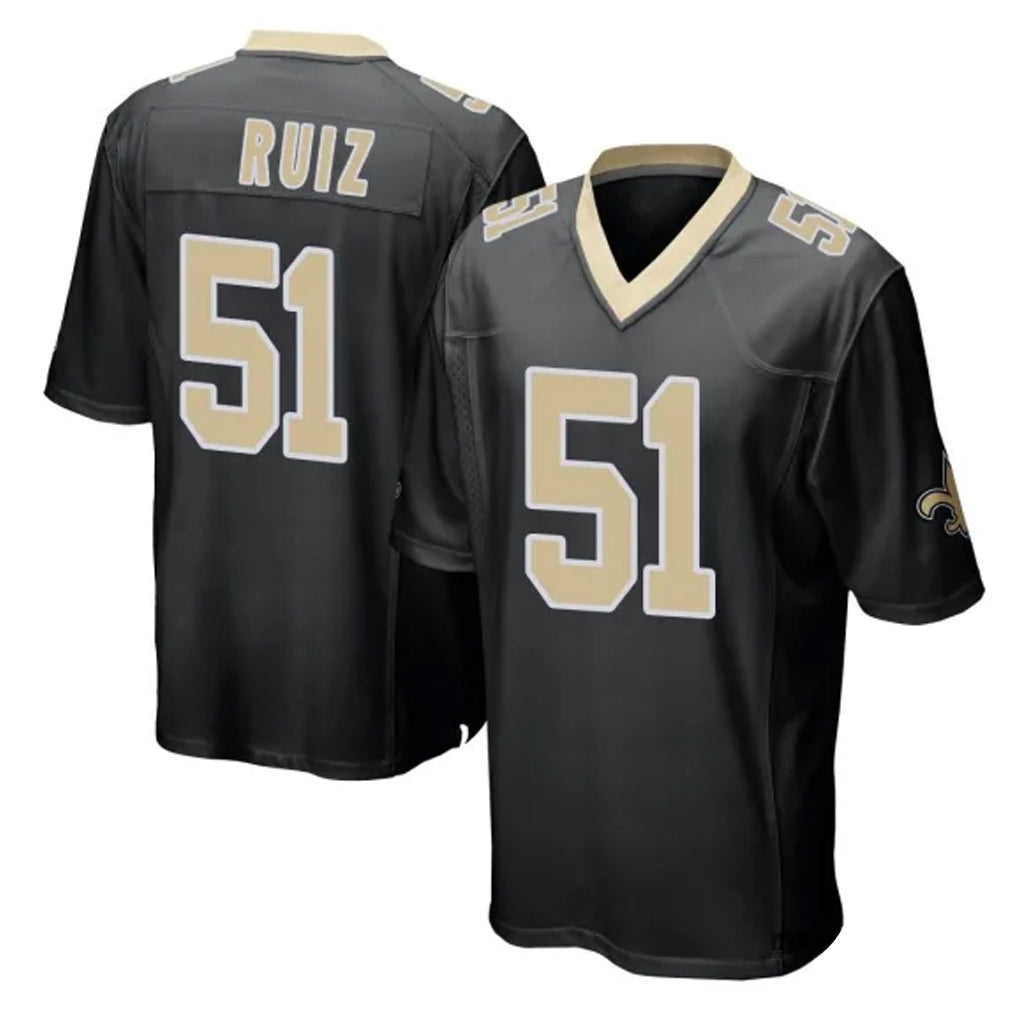 CAdoa NO.Saints #51 Cesar Ruiz Player Black Home Game Stitched Jerseys