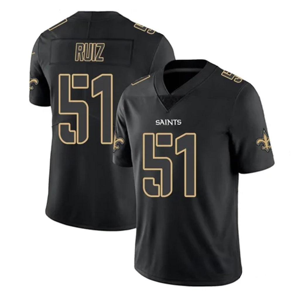 CAdoa NO.Saints #51 Cesar Ruiz Player Black Impact Limited Home Game Stitched Jerseys
