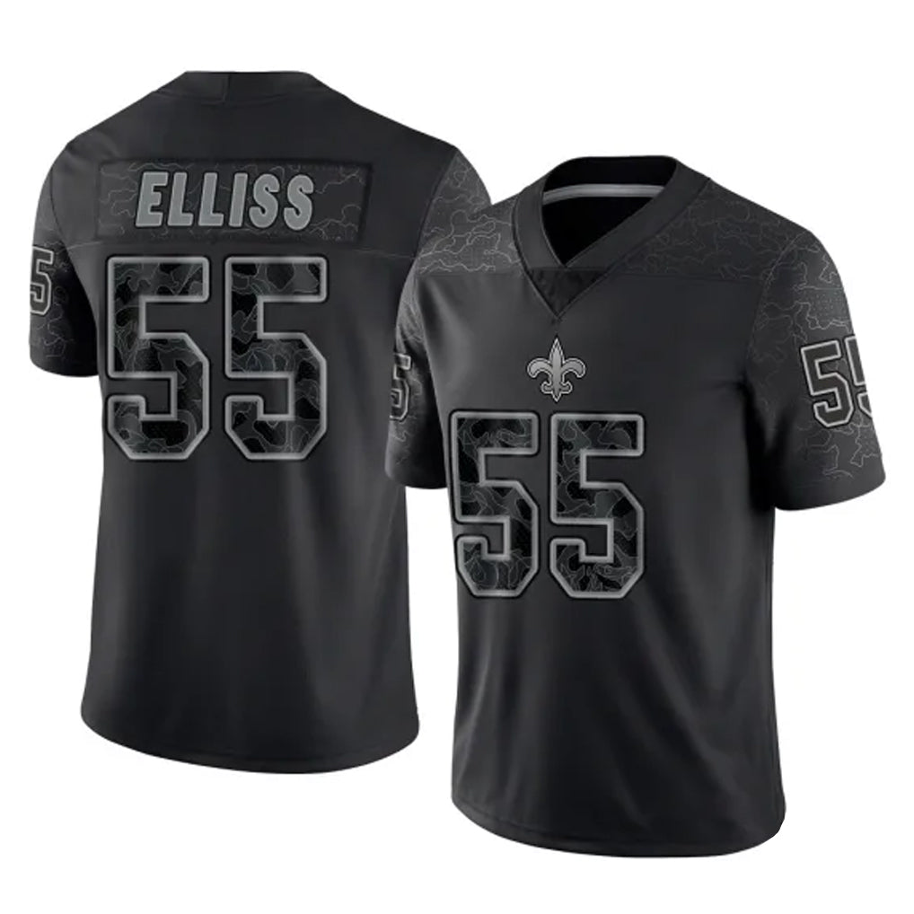 CAdoa NO.Saints #55 Kaden Elliss Player Black Limited Reflective Home Game Stitched Jerseys