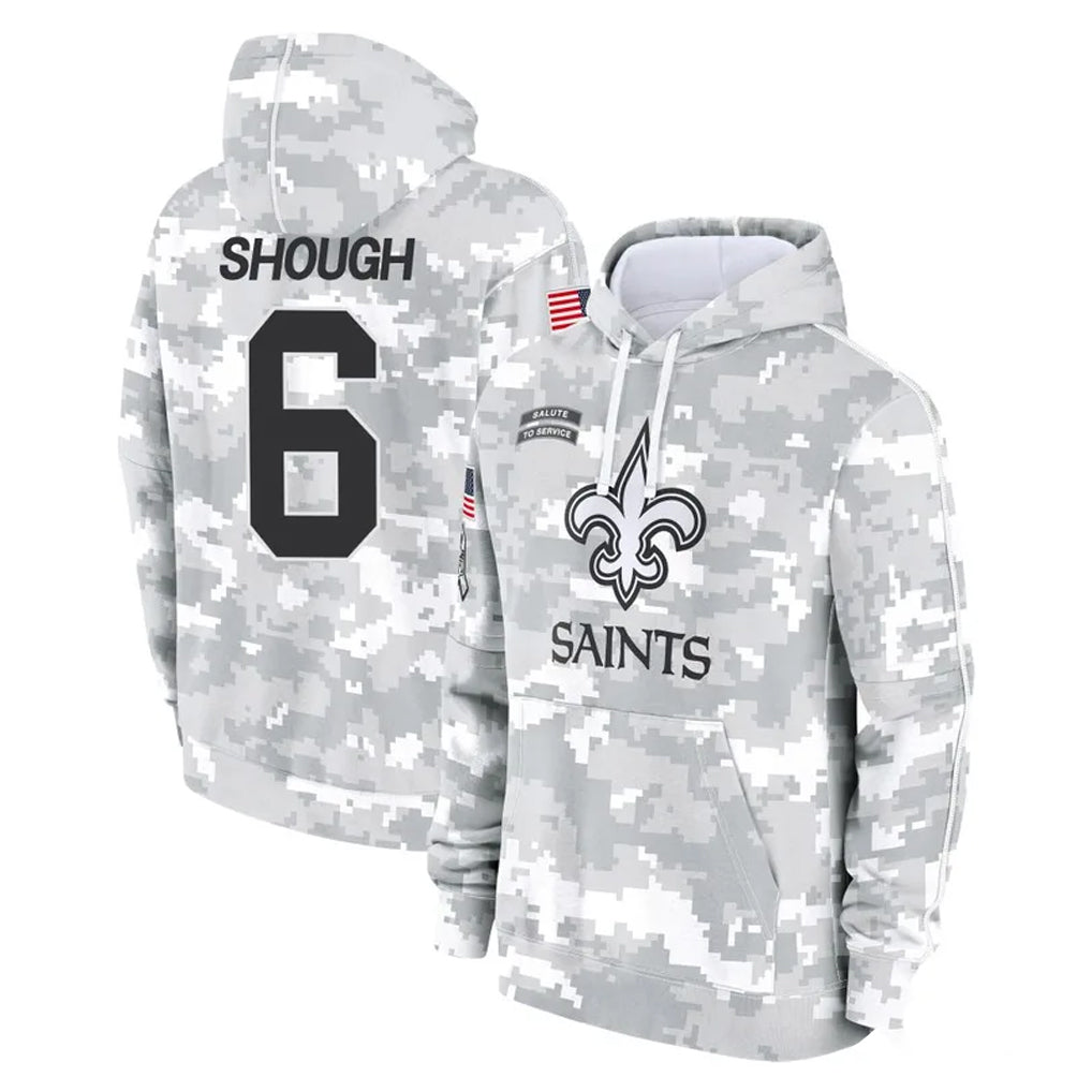 CAdoa NO.Saints #6 Tyler Shough Player Arctic Camo Salute to Service Pullover Hoodies Limited Game Stitched Jerseys