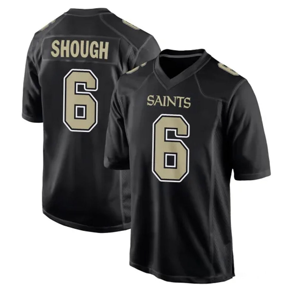 CAdoa NO.Saints #6 Tyler Shough Player Black Carbon Fashion Home Game Stitched Jerseys